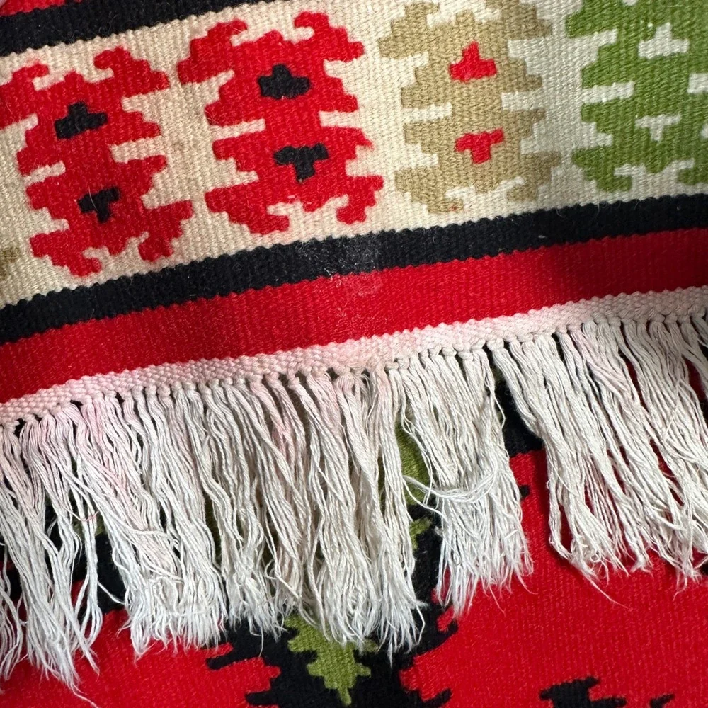 Vintage Southwestern Kilim Runner Rug Red Green‎ Geometric Tribal 22x46